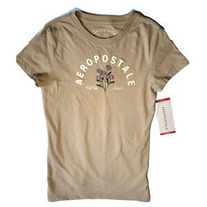 New Aéropostale Women XS Embroidered Floral Graphic Logo Soft Lightweight Tee🌞